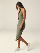 green ribbed dress